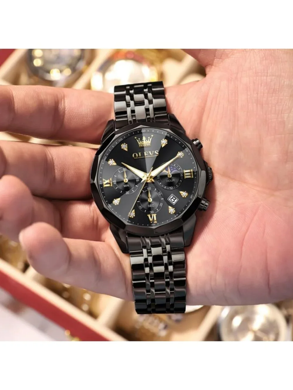 Stylish Stainless Steel Men's Chronograph Watch | Waterproof Big Face Dress